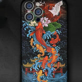 iPhone 16 Pro Max Art Case - TPU Textured Carp Leaping Over the Dragon Gate